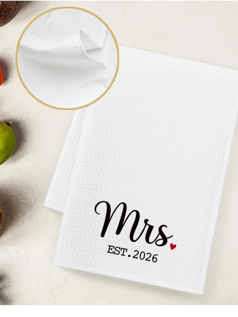 Kitchen Hand Towels - White with Black Mr. & Mrs. 2026